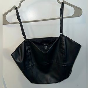 Black leather crop top